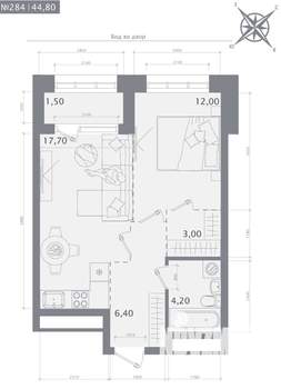1-к квартира, строящийся дом, 45м2, 11/23 этаж