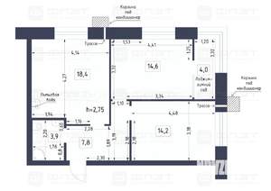 2-к квартира, вторичка, 63м2, 7/9 этаж