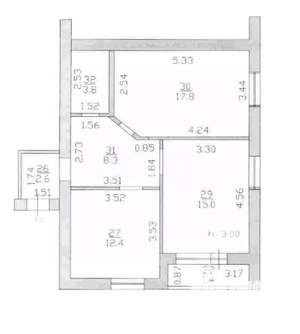 2-к квартира, вторичка, 60м2, 2/3 этаж