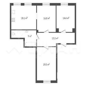 3-к квартира, вторичка, 89м2, 8/9 этаж