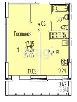 1-к квартира, вторичка, 35м2, 8/14 этаж