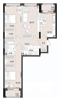 3-к квартира, вторичка, 91м2, 9/9 этаж
