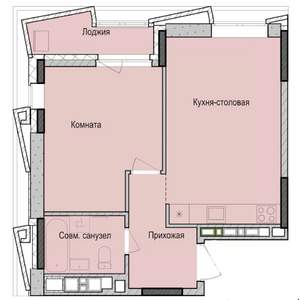 1-к квартира, строящийся дом, 45м2, 12/23 этаж