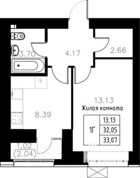 1-к квартира, вторичка, 33м2, 10/15 этаж