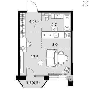 Студия квартира, вторичка, 32м2, 13/20 этаж