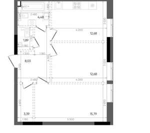 2-к квартира, строящийся дом, 59м2, 5/22 этаж