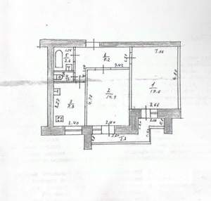 2-к квартира, вторичка, 54м2, 1/9 этаж