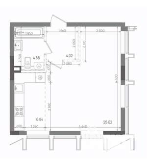 1-к квартира, вторичка, 41м2, 2/22 этаж