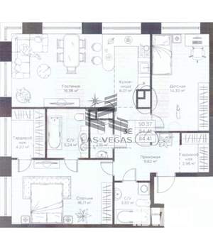 3-к квартира, вторичка, 84м2, 13/28 этаж