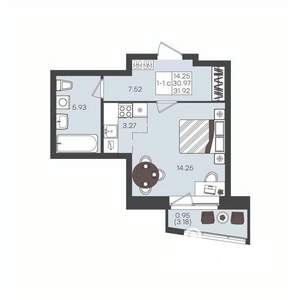 1-к квартира, вторичка, 32м2, 7/22 этаж
