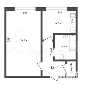 1-к квартира, вторичка, 31м2, 2/5 этаж