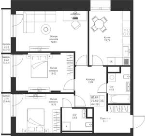 3-к квартира, вторичка, 82м2, 4/24 этаж