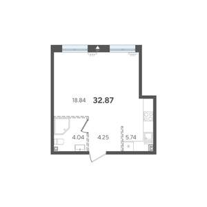 Студия квартира, строящийся дом, 33м2, 3/5 этаж