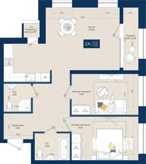 2-к квартира, вторичка, 73м2, 16/20 этаж