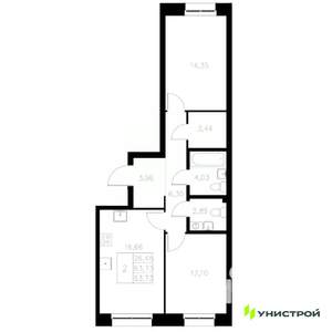 2-к квартира, вторичка, 64м2, 2/8 этаж