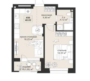 1-к квартира, вторичка, 40м2, 4/5 этаж