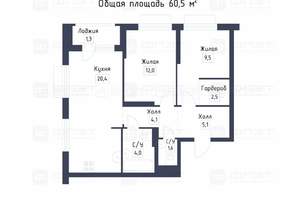 2-к квартира, вторичка, 62м2, 7/26 этаж