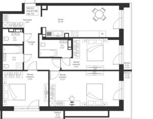 3-к квартира, вторичка, 97м2, 7/24 этаж