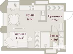 Студия квартира, вторичка, 31м2, 5/8 этаж