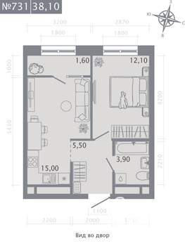 1-к квартира, вторичка, 38м2, 11/23 этаж