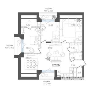 3-к квартира, вторичка, 117м2, 3/4 этаж