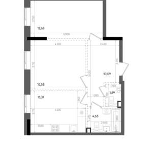 2-к квартира, строящийся дом, 61м2, 18/22 этаж