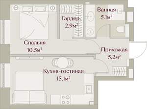 1-к квартира, вторичка, 39м2, 2/8 этаж