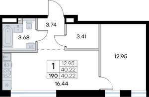 1-к квартира, вторичка, 40м2, 5/8 этаж