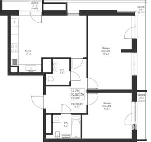 2-к квартира, вторичка, 73м2, 12/24 этаж