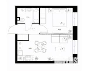 1-к квартира, вторичка, 33м2, 2/24 этаж