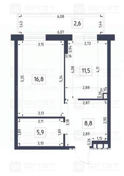 1-к квартира, вторичка, 52м2, 3/19 этаж