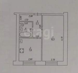 1-к квартира, вторичка, 31м2, 3/5 этаж