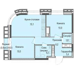 2-к квартира, строящийся дом, 49м2, 11/14 этаж