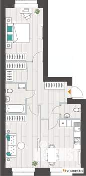 2-к квартира, вторичка, 65м2, 2/10 этаж