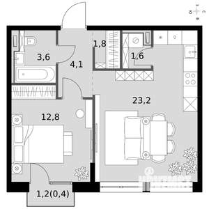2-к квартира, вторичка, 48м2, 8/19 этаж