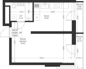 1-к квартира, вторичка, 36м2, 3/24 этаж