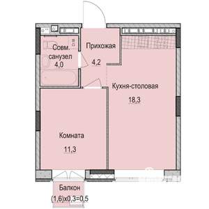 1-к квартира, строящийся дом, 38м2, 6/14 этаж