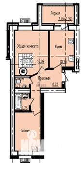 2-к квартира, вторичка, 53м2, 6/10 этаж