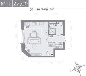 Студия квартира, строящийся дом, 27м2, 3/5 этаж
