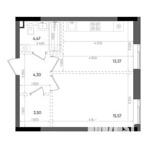 1-к квартира, вторичка, 41м2, 8/14 этаж