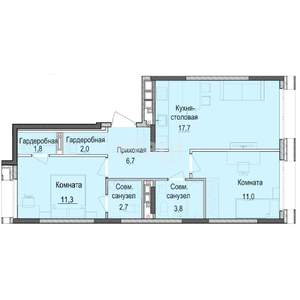 2-к квартира, строящийся дом, 57м2, 10/18 этаж