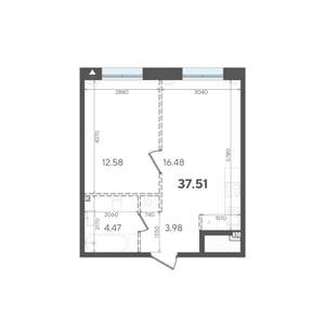 1-к квартира, строящийся дом, 38м2, 2/5 этаж