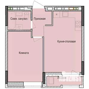 1-к квартира, строящийся дом, 42м2, 7/23 этаж
