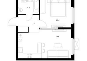 1-к квартира, вторичка, 42м2, 12/17 этаж