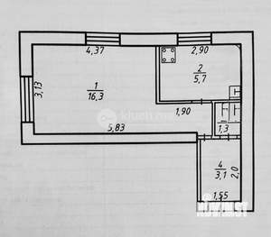 1-к квартира, вторичка, 26м2, 2/9 этаж