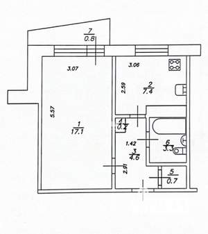 1-к квартира, вторичка, 34м2, 5/9 этаж