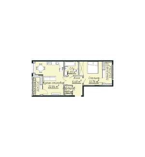 2-к квартира, строящийся дом, 54м2, 2/7 этаж
