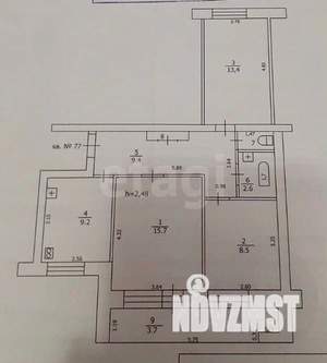 3-к квартира, вторичка, 61м2, 8/9 этаж