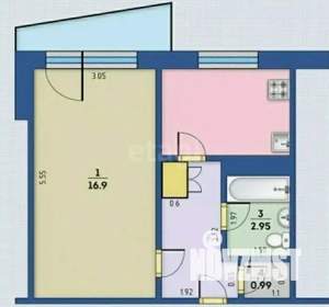 1-к квартира, вторичка, 33м2, 9/10 этаж