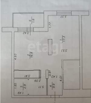 1-к квартира, вторичка, 51м2, 16/19 этаж